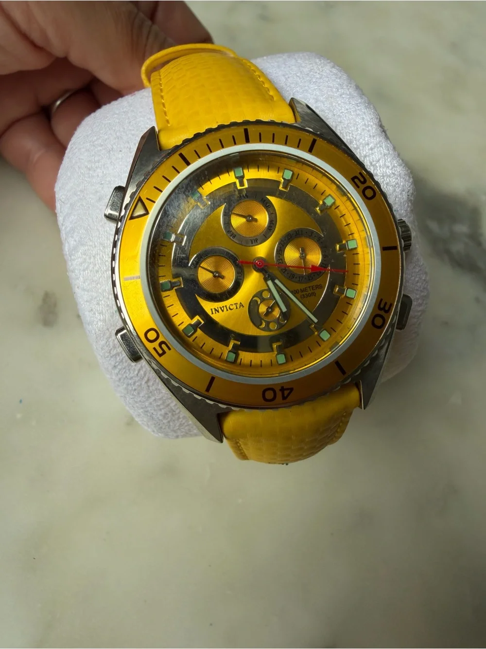 Invicta Yellow and Silver Chronograph Watch